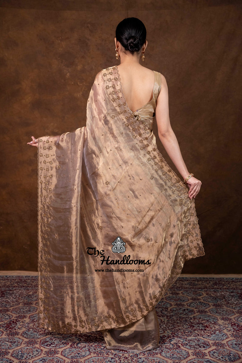 Pure Kora Tissue Handloom Banarasi Saree - Handwork