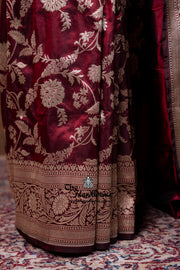 Pure Katan Silk Banarasi Handloom Saree - All Over Jaal Work - The Handlooms