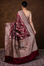 Pure Katan Silk Banarasi Handloom Saree - All Over Jaal Work - The Handlooms