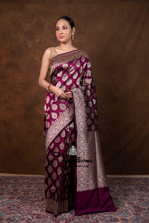 Pure Katan Silk Banarasi Handloom Saree - All Over Jaal Work - The Handlooms