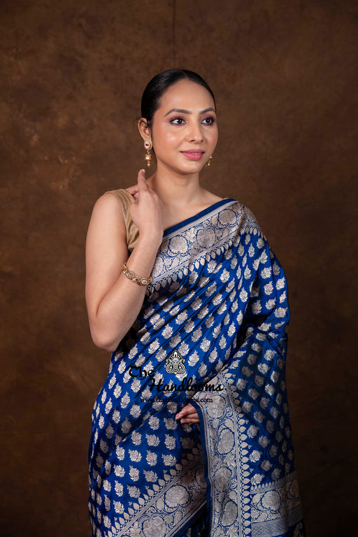 Pure Katan Silk Banarasi Handloom Saree - All Over Jaal Work - The Handlooms