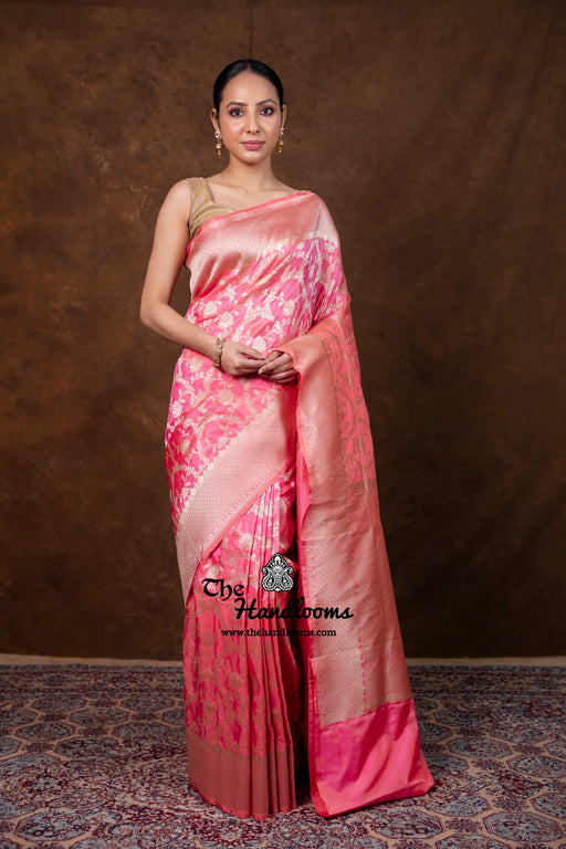 Pure Katan Silk Banarasi Handloom Saree - All Over Jaal Work - The Handlooms