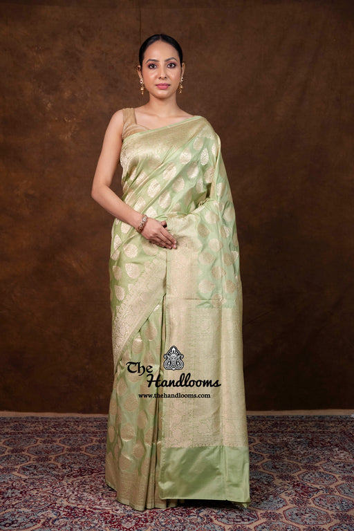 Pure Katan Silk Banarasi Handloom Saree - All Over Jaal Work - The Handlooms