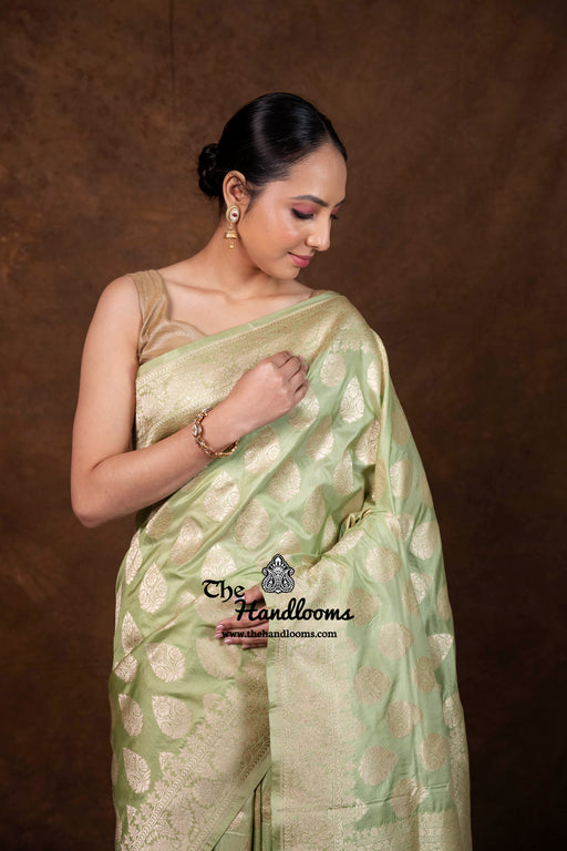 Pure Katan Silk Banarasi Handloom Saree - All Over Jaal Work - The Handlooms