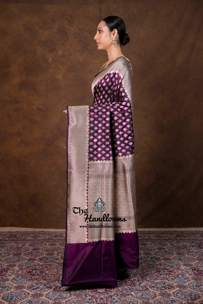 Pure Katan Silk Banarasi Handloom Saree - All Over Jaal Work