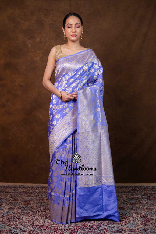 Pure Katan Silk Banarasi Handloom Saree - All Over Jaal Work - The Handlooms