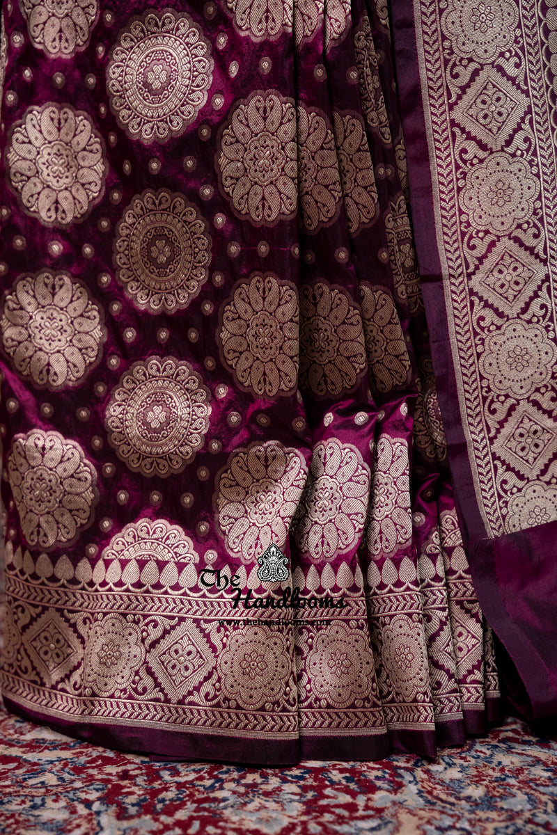 Pure Katan Silk Banarasi Handloom Saree - All Over Jaal Work