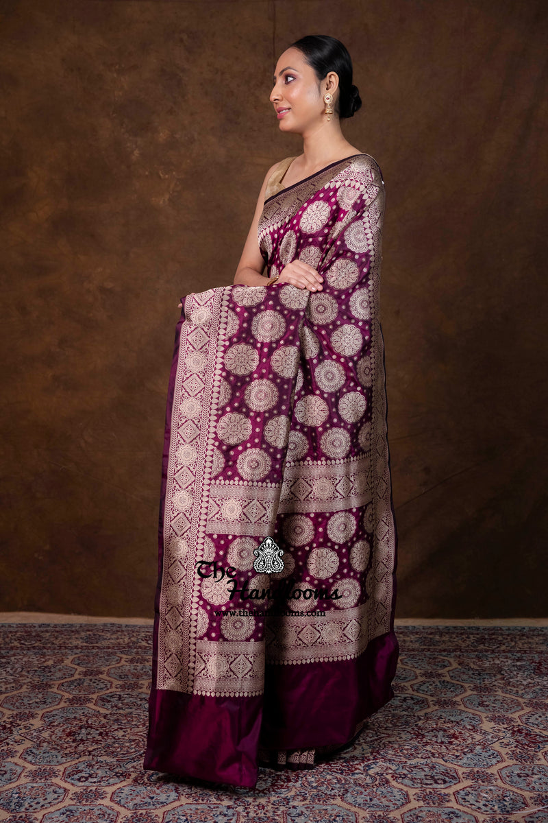 Pure Katan Silk Banarasi Handloom Saree - All Over Jaal Work