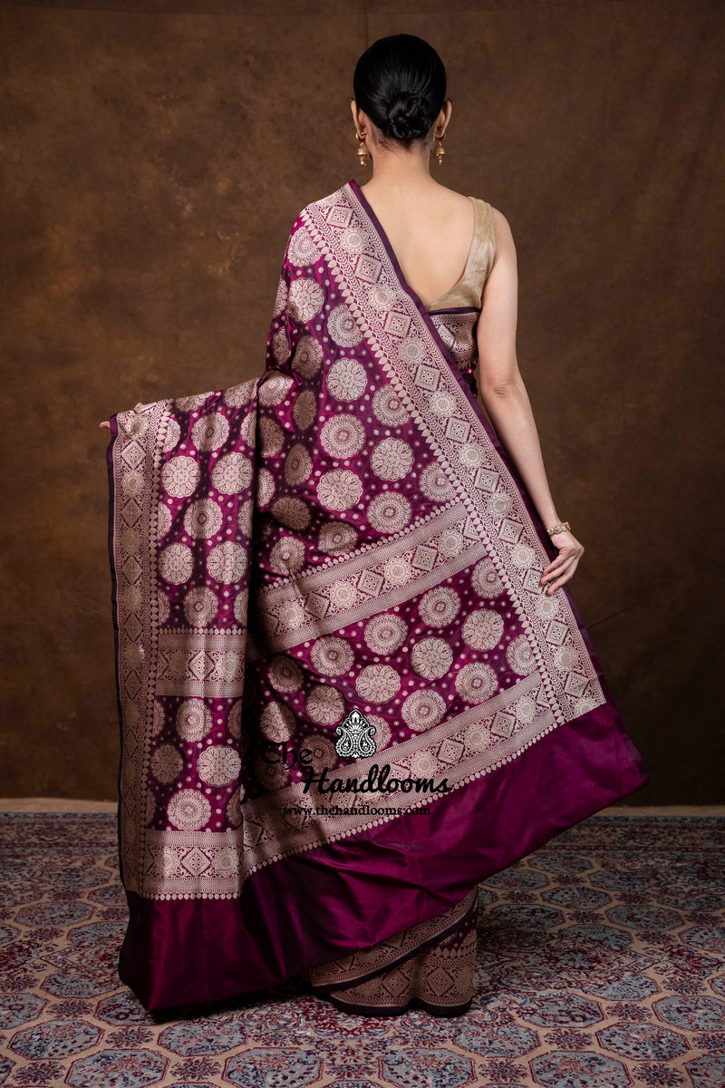 Pure Katan Silk Banarasi Handloom Saree - All Over Jaal Work