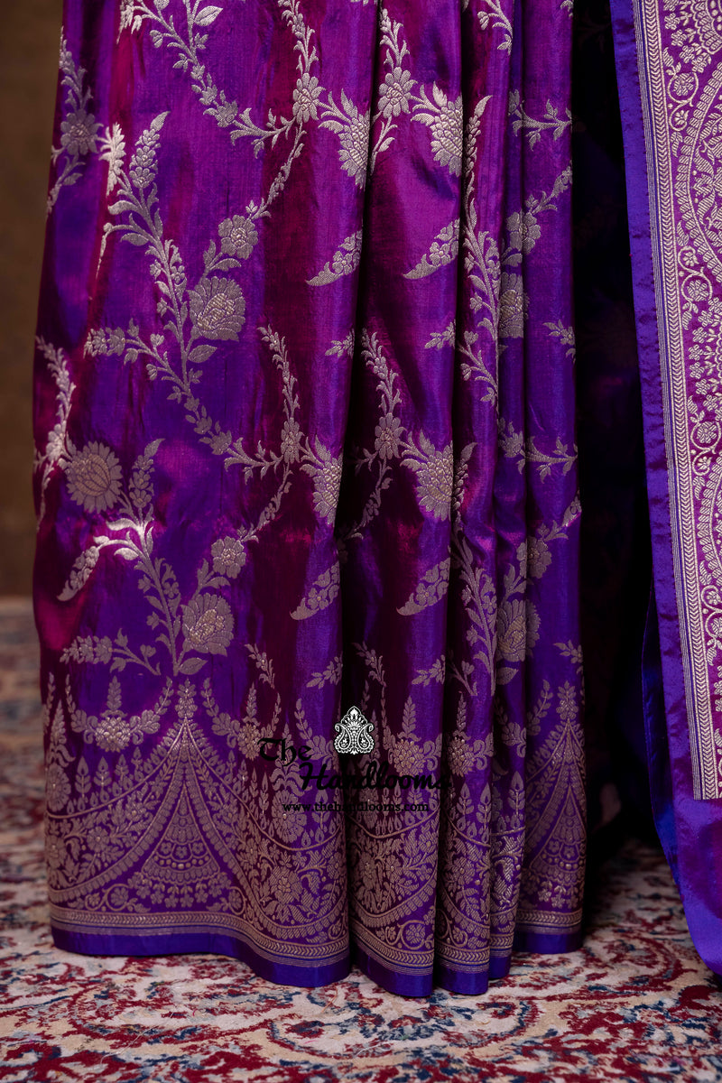 Pure Katan Silk Banarasi Handloom Saree - All Over Jaal Work