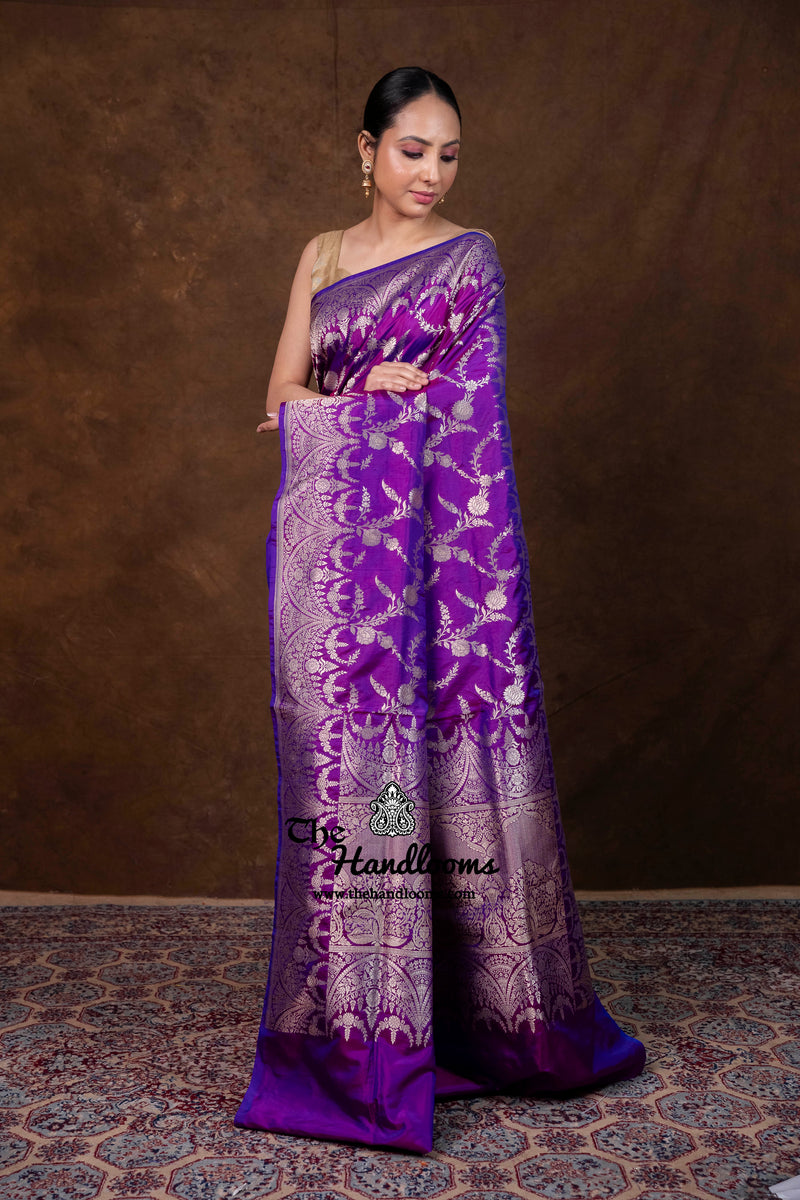 Pure Katan Silk Banarasi Handloom Saree - All Over Jaal Work