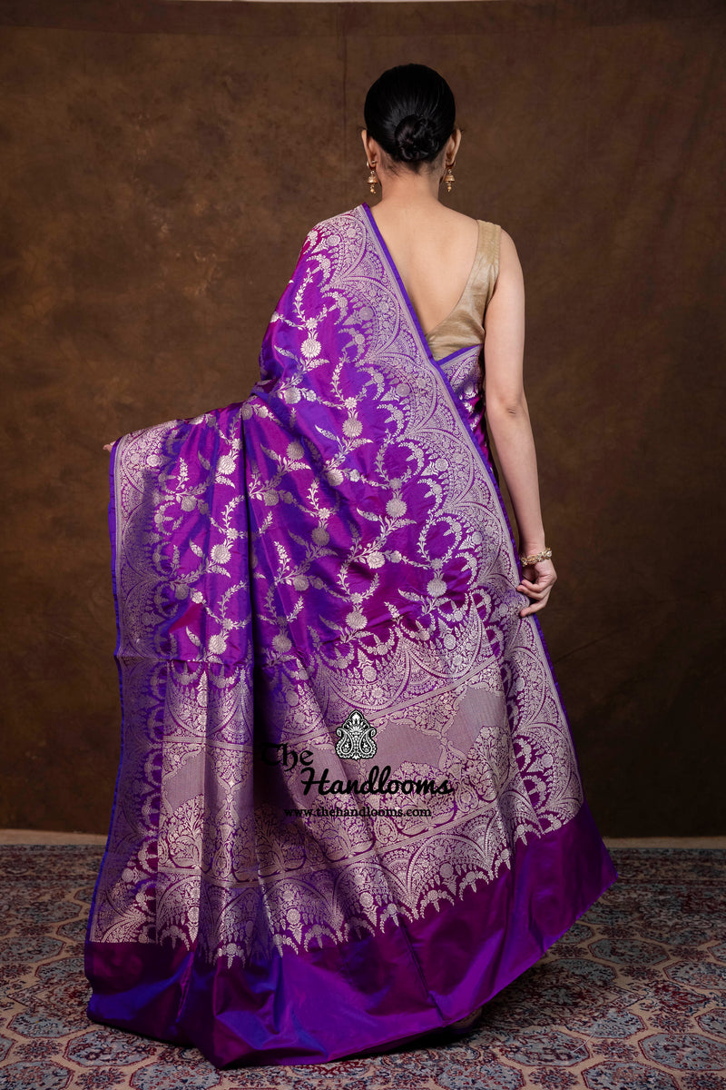 Pure Katan Silk Banarasi Handloom Saree - All Over Jaal Work