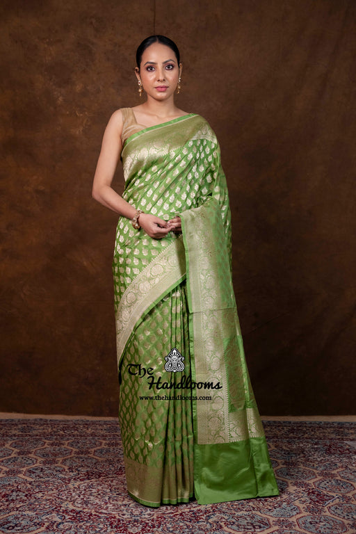 Pure Katan Silk Banarasi Handloom Saree - All Over Jaal Work - The Handlooms