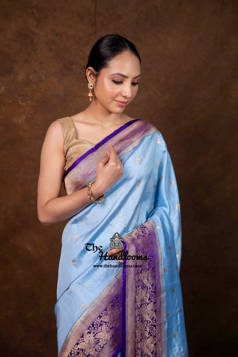 Pure Katan Silk Banarasi Handloom Saree - All Over Kadua Boota