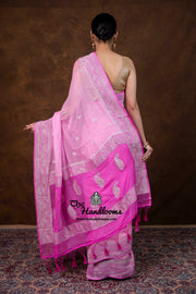 Pure Georgette Banarasi Handloom Saree - Silver Zari - The Handlooms