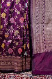 Pure Katan Silk Banarasi Handloom Saree - All over Jaal Work With Meenakari - The Handlooms