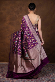 Pure Katan Silk Banarasi Handloom Saree - All over Jaal Work With Meenakari - The Handlooms