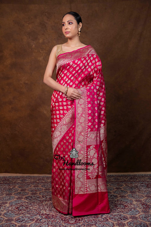 Pure Katan Silk Banarasi Handloom Saree - All Over Jaal Work - The Handlooms