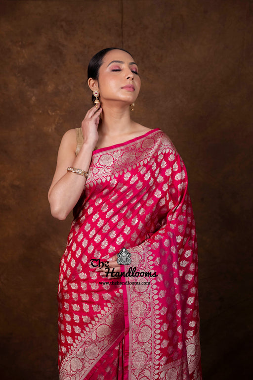 Pure Katan Silk Banarasi Handloom Saree - All Over Jaal Work - The Handlooms