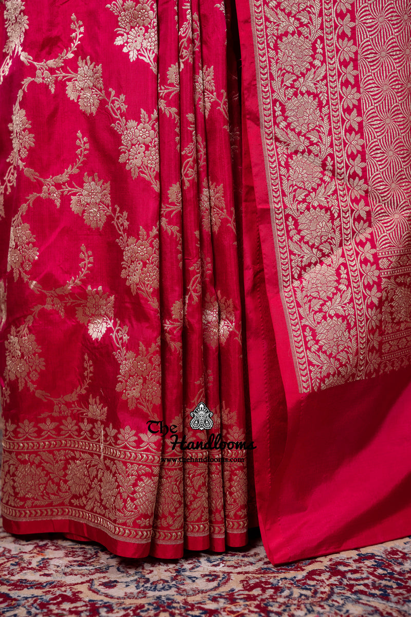 Pure Katan Silk Banarasi Handloom Saree - All Over Jaal Work
