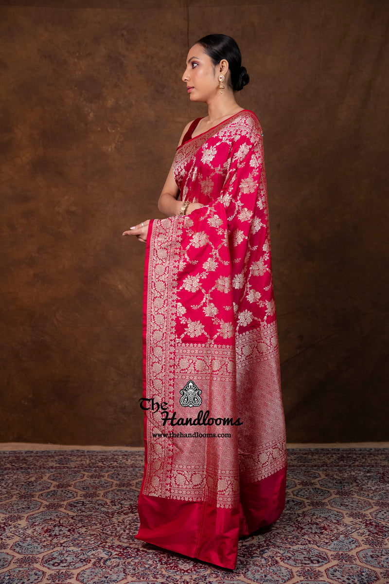 Pure Katan Silk Banarasi Handloom Saree - All Over Jaal Work