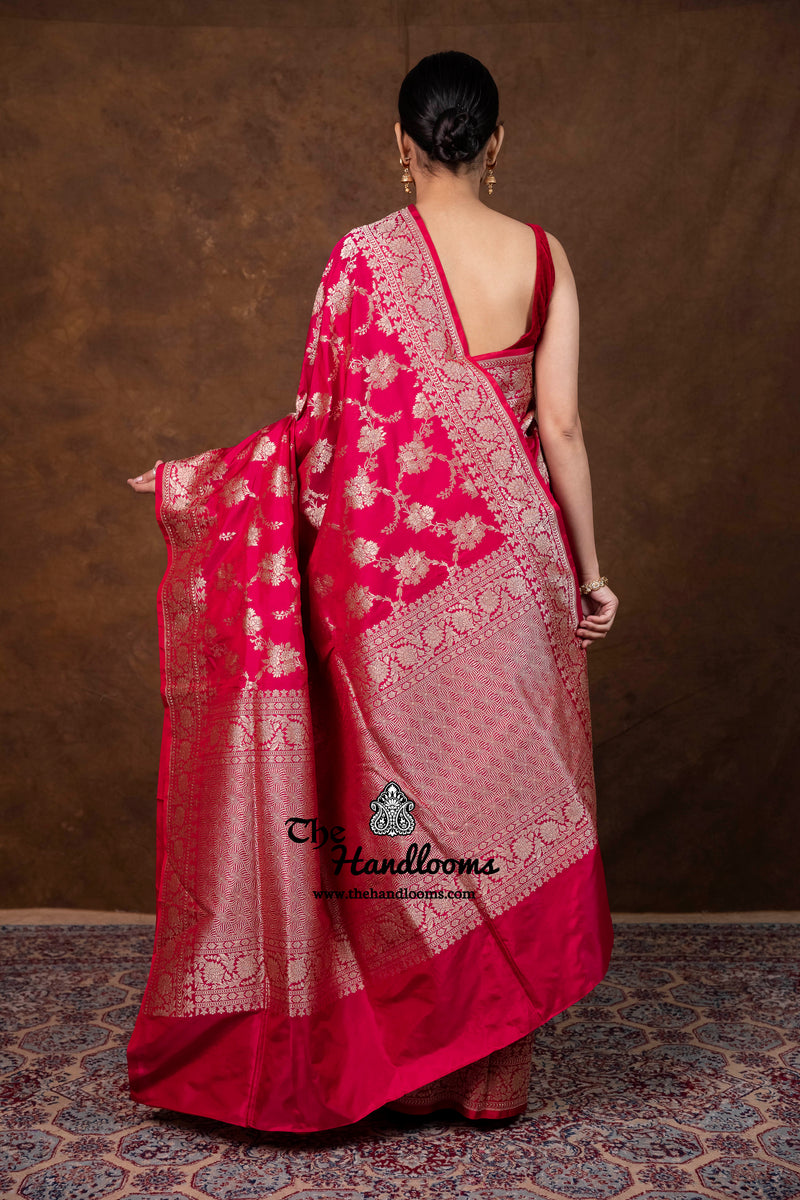 Pure Katan Silk Banarasi Handloom Saree - All Over Jaal Work