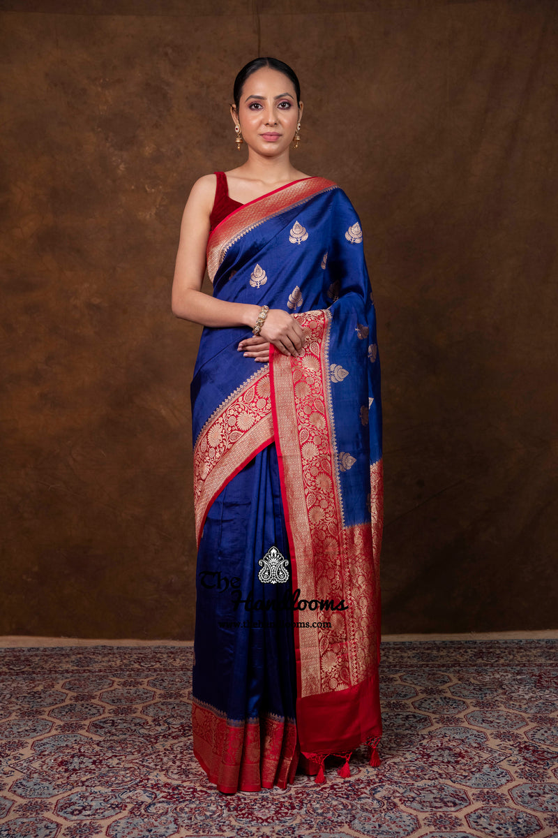 Pure Katan Silk Banarasi Handloom Saree - All Over Kadua Boota