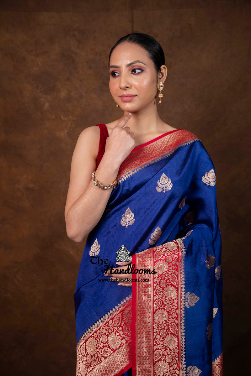 Pure Katan Silk Banarasi Handloom Saree - All Over Kadua Boota