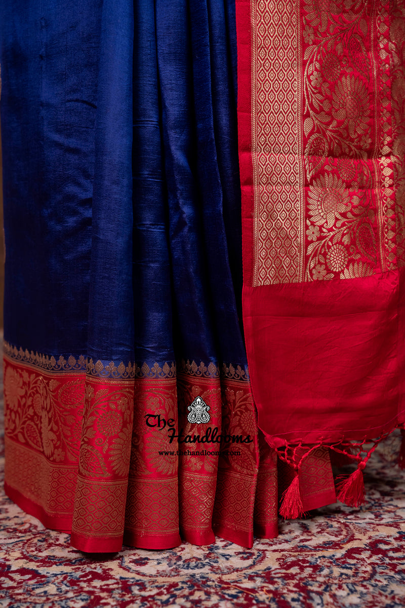 Pure Katan Silk Banarasi Handloom Saree - All Over Kadua Boota