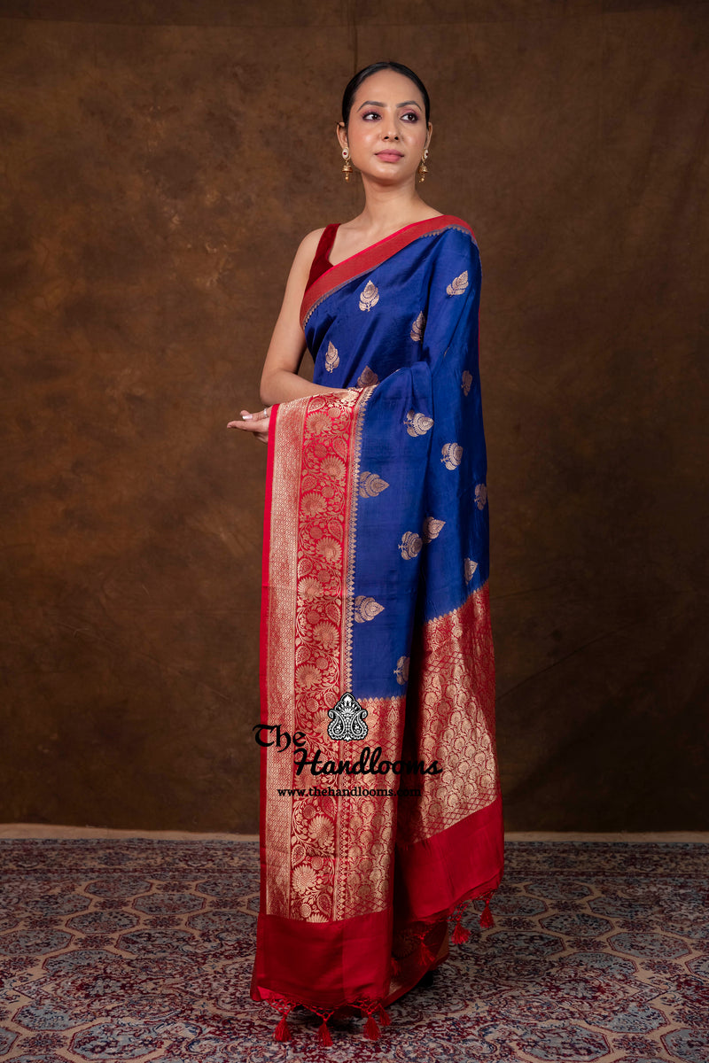 Pure Katan Silk Banarasi Handloom Saree - All Over Kadua Boota