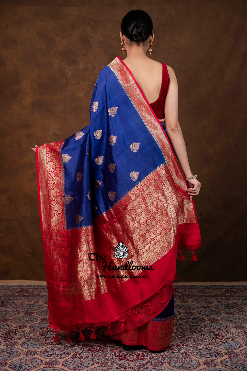 Pure Katan Silk Banarasi Handloom Saree - All Over Kadua Boota