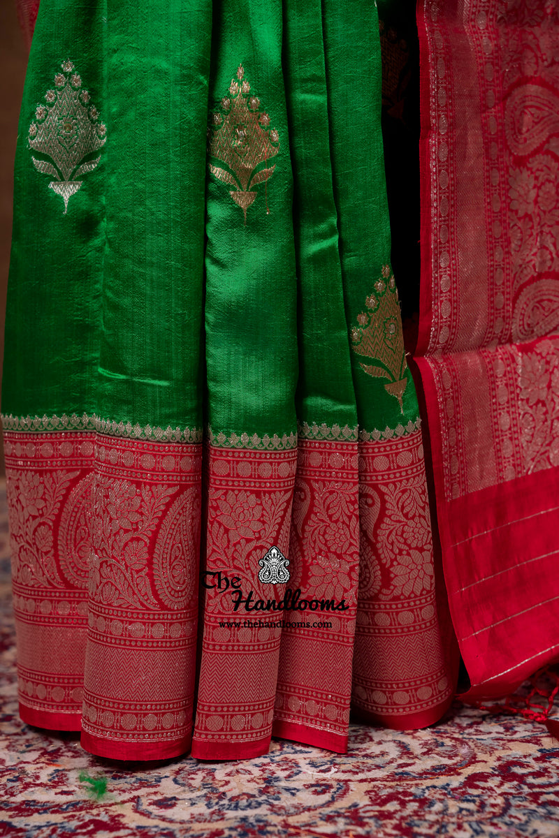 Pure Katan Silk Banarasi Handloom Saree - All Over Kadua Boota