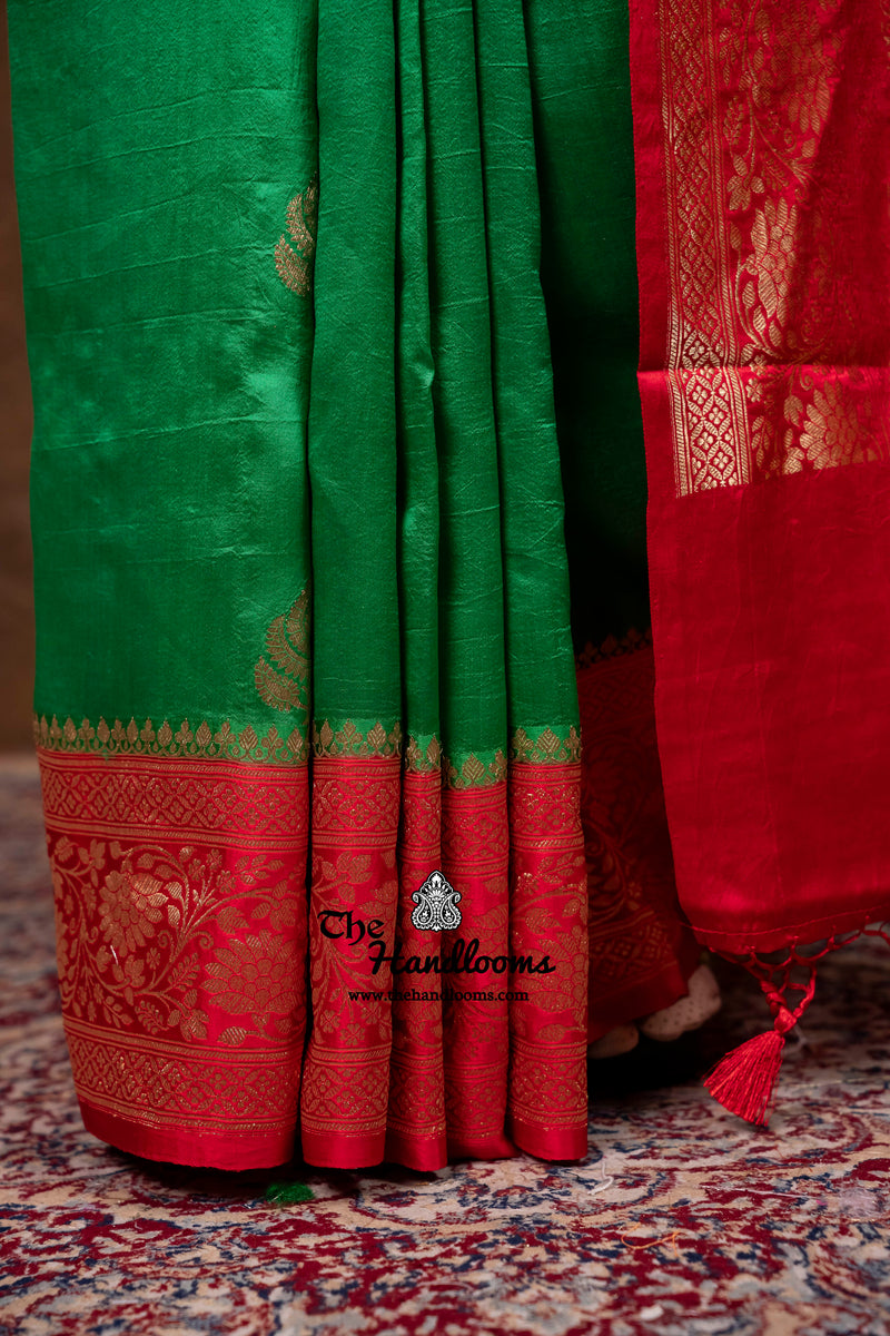 Pure Katan Silk Banarasi Handloom Saree - All Over Kadua Boota