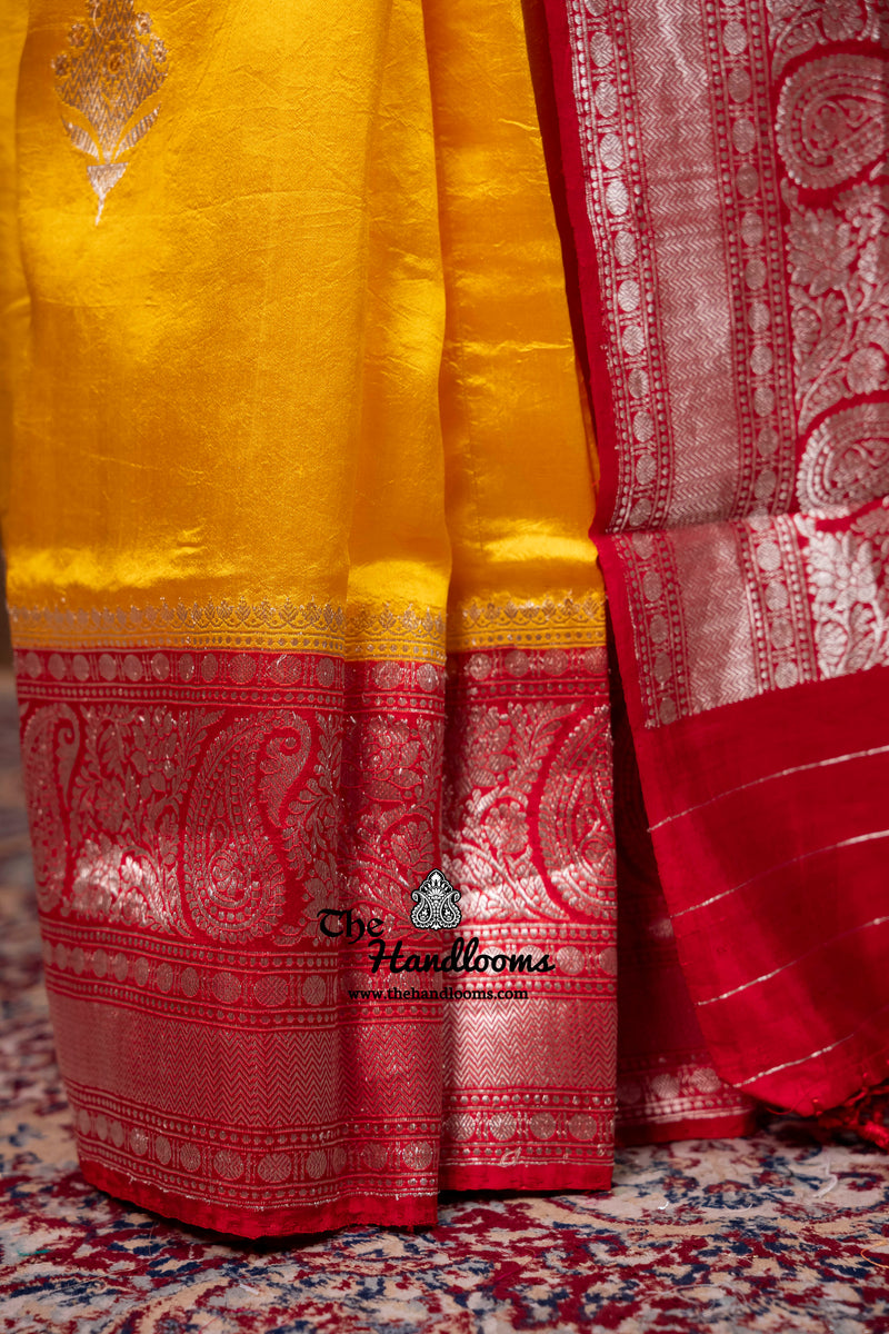 Pure Katan Silk Banarasi Handloom Saree - All Over Kadua Boota
