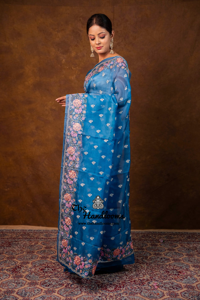 Pure Organza Chikankari Handloom Banarasi Saree