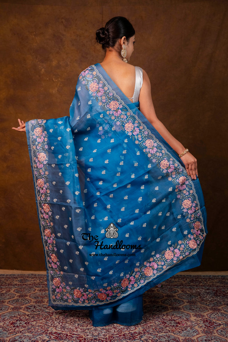 Pure Organza Chikankari Handloom Banarasi Saree