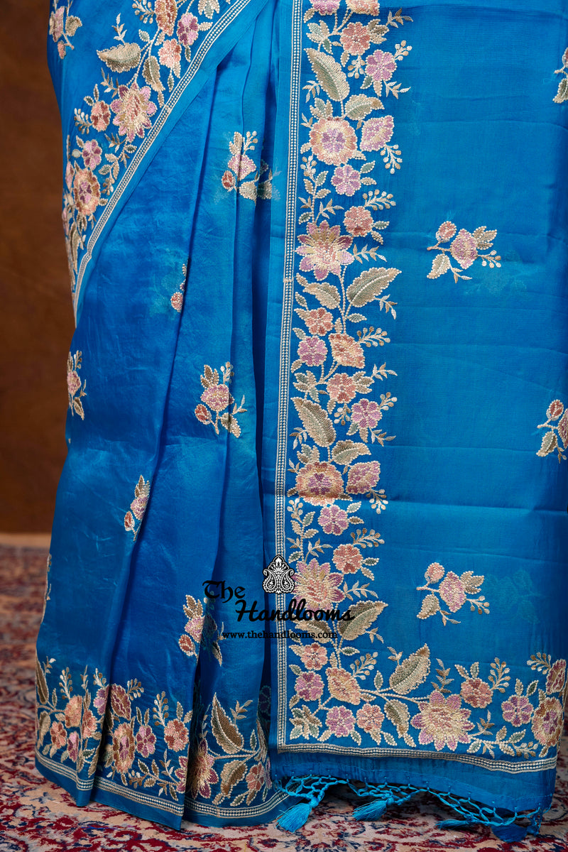 Pure Organza Chikankari Handloom Banarasi Saree