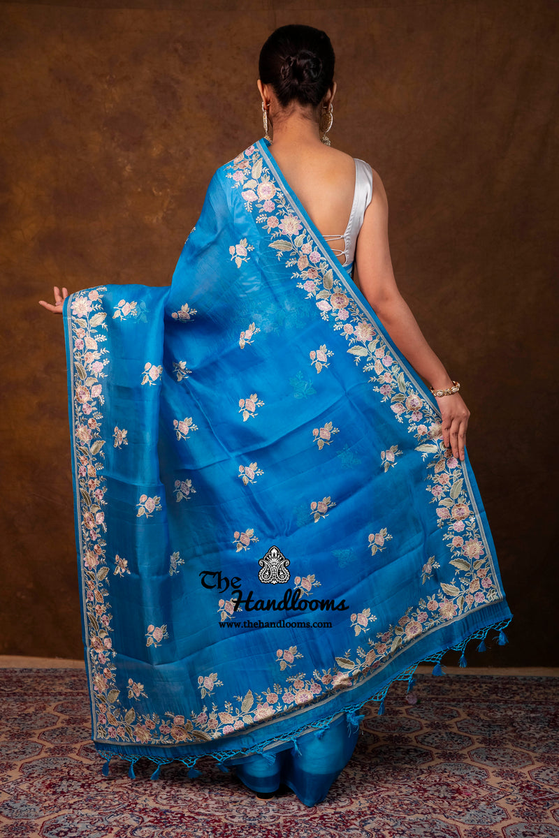 Pure Organza Chikankari Handloom Banarasi Saree