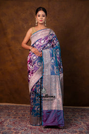 Pure Katan Silk Banarasi Handloom Saree - All Over Sona Roopa Jaal Work - The Handlooms