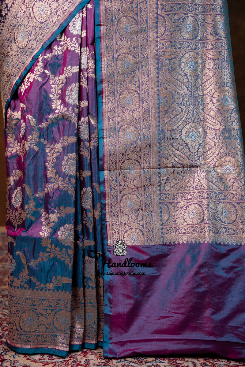 Pure Katan Silk Banarasi Handloom Saree - All Over Sona Roopa Jaal Work - The Handlooms