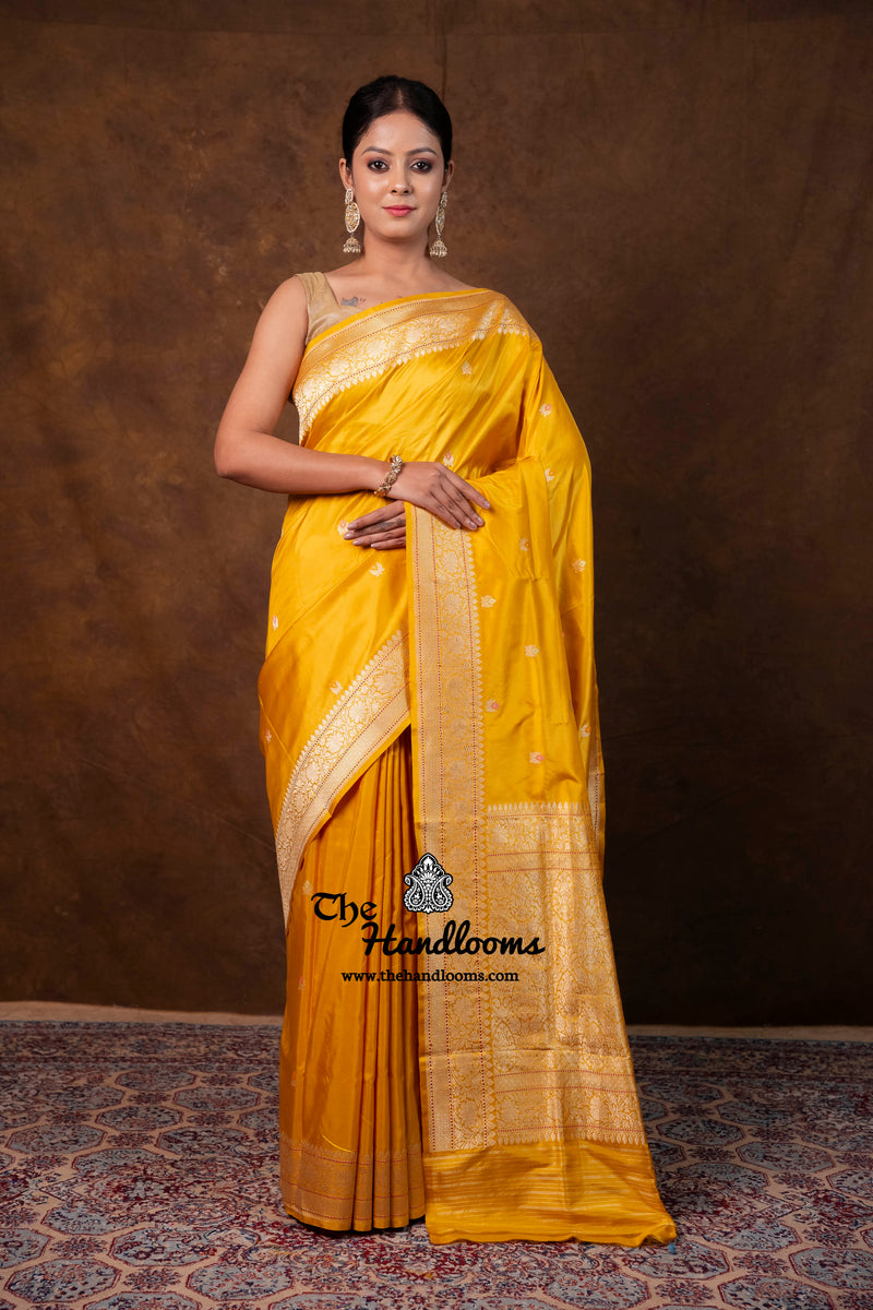 Pure Katan Silk Banarasi Handloom Saree - All Over Kadua Motifs