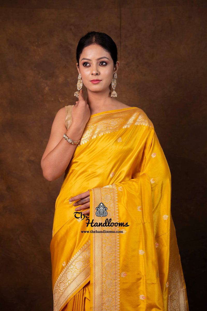 Pure Katan Silk Banarasi Handloom Saree - All Over Kadua Motifs