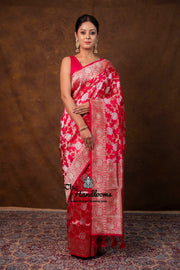 Pure Katan Silk Banarasi Handloom Saree - All Over Sona Roopa Jaal Work - The Handlooms