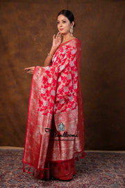 Pure Katan Silk Banarasi Handloom Saree - All Over Sona Roopa Jaal Work - The Handlooms