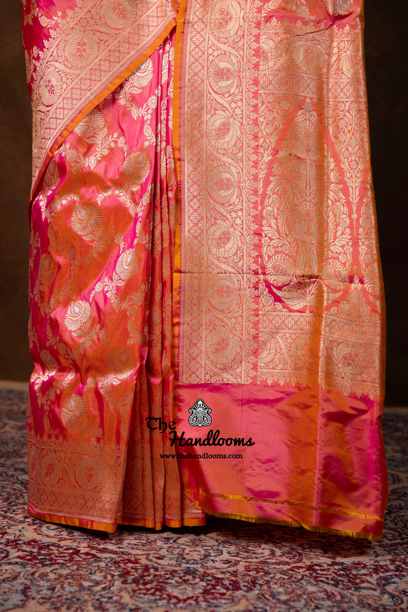 Pure Katan Silk Banarasi Handloom Saree - All Over Sona Roopa Jaal Work