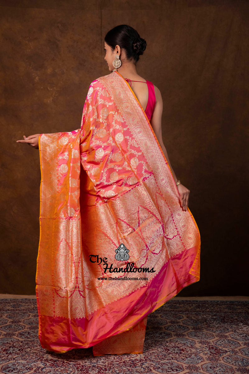 Pure Katan Silk Banarasi Handloom Saree - All Over Sona Roopa Jaal Work