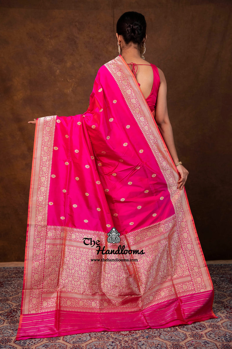 Pure Katan Silk Banarasi Handloom Saree - All Over Kadua Motifs