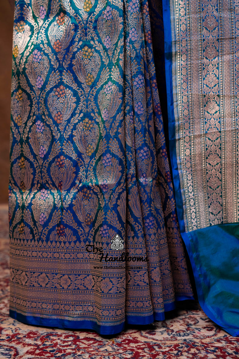Regal Pure Katan Silk Banarasi Saree – Handwoven Tanchui Brocade With Meenakari Work