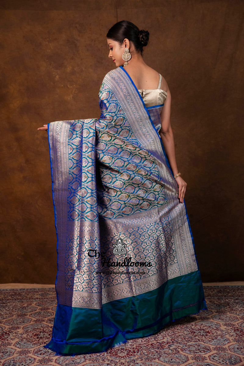Regal Pure Katan Silk Banarasi Saree – Handwoven Tanchui Brocade With Meenakari Work