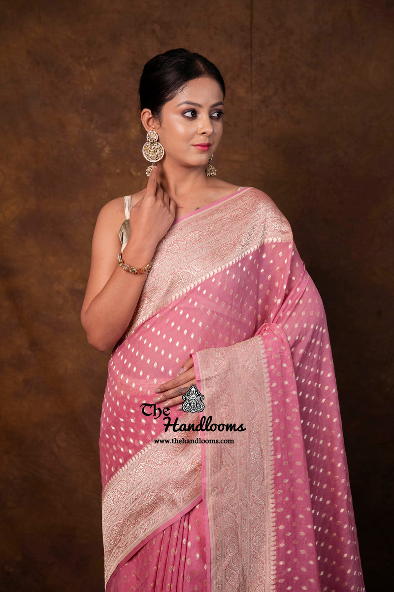 Khaddi Georgette Handloom Banarasi Saree - Water Zari